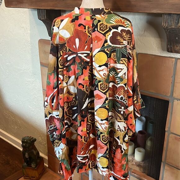 Natori IKEBANA PRINTED COTTON SILK SHIRT, L/XL! - Picture 6 of 11